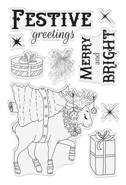 Crafters Companion - Vintage Snowman Clear Stamp Merry and Bright  - Clear Stamps