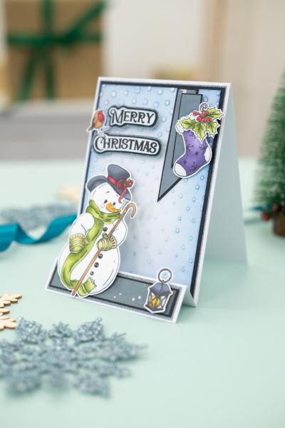 Crafters Companion -Vintage Snowman Embossing Folder Falling Snow  - Prägefolder
