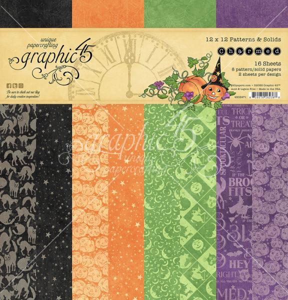 Graphic 45 "Charmed" 12x12" Patterns & Solid Pad