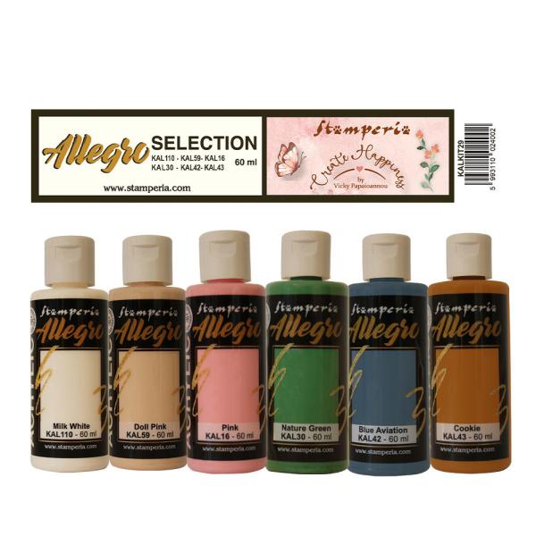 Stamperia Allegro Paint Kit  " Create Happiness" 6x60 ml - Acrylfarbe