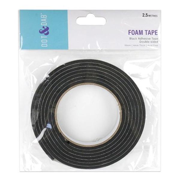 Trimcraft Dot & Dab Foam Tape Black (2,5m) - doppelseitiges Schaumklebeband 18 mm