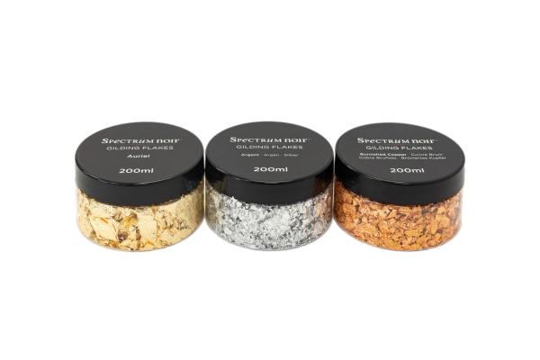 Spectrum Noir - Gilding Flakes - Precious Metals - Gold - Silber- Brüniertes Kupfer - 3x200ml - Dekometallflocken