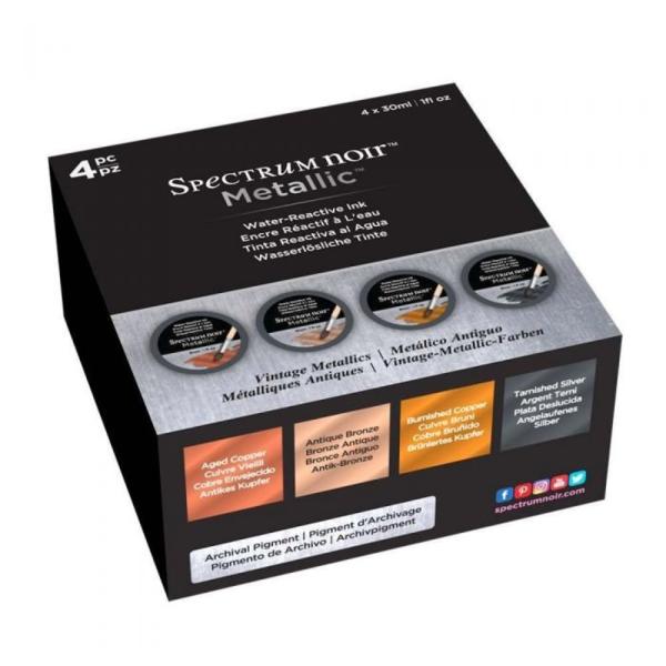 Spectrum Noir - Metallic Liquid Ink -  " Vintage Metallics " Metallic Tinten -  4x30ml"