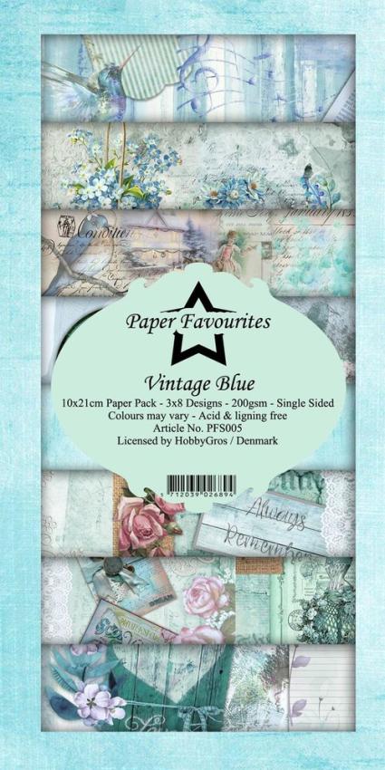 Paper Favourites - "  Vintage Blue  " - Slim Paper Pack - 3x8 Inch 