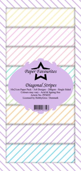 Paper Favourites - "  Diagonal Stripes  " - Slim Paper Pack - 3x8 Inch 