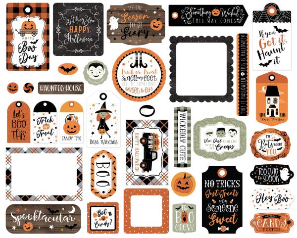 Echo Park -   Ephemera Frames & Tags - "Spooky" - Stanzteile & Anhänger 
