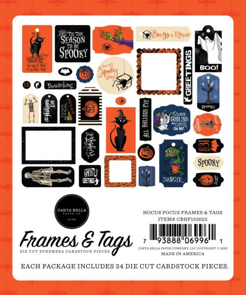 Carta Bella - Ephemera Frames & Tags - "Hocus Pocus" - Stanzteile & Anhänger 