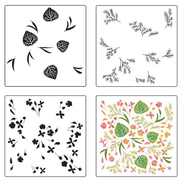 The Crafters Workshop - Layered Stencil - Pressed Petals  - 6x6" - Schablone