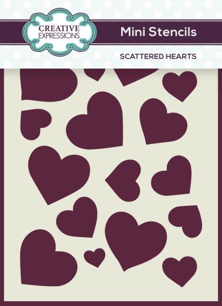 Creative Expressions - Stencil -  Scattered Hearts  - Schablone