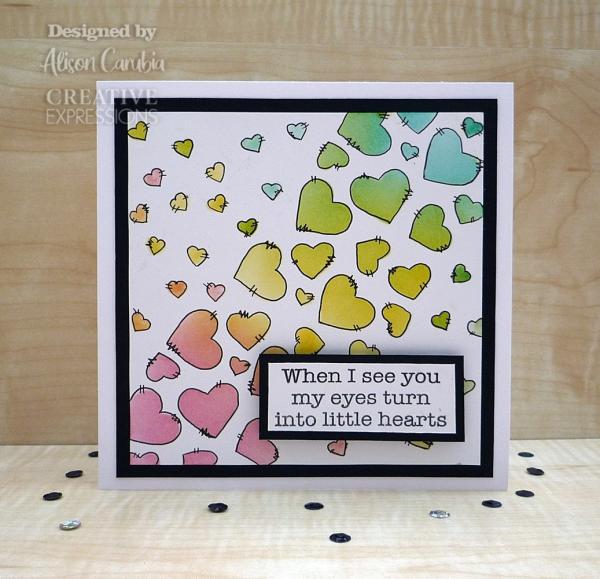 Creative Expressions - Stencil -  Scattered Hearts  - Schablone