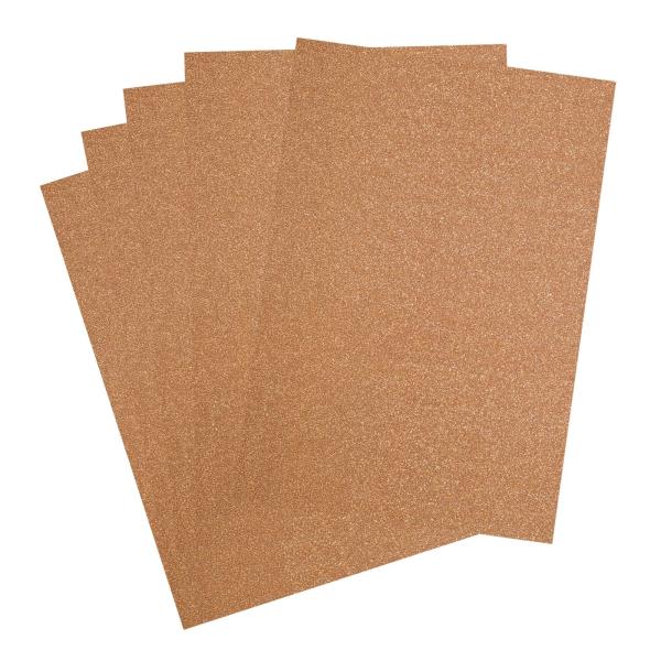  Florence - Glitzerpapier 5 Bogen A4 - Kupfer - Selbstklebendes Glitzerpapier 