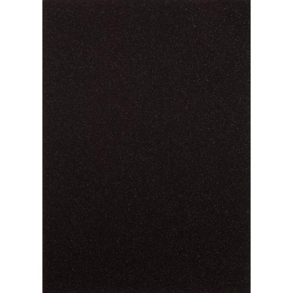  Florence - Glitzerpapier 5 Bogen A4 - Schwarz - Selbstklebendes Glitzerpapier 