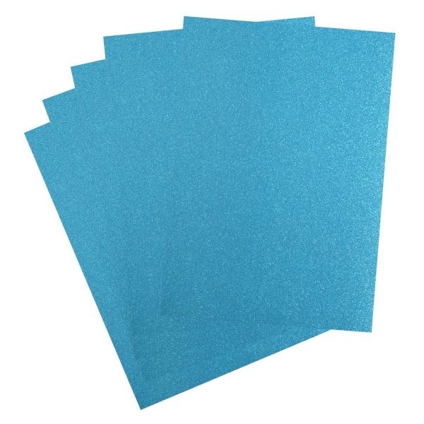  Florence - Glitzerpapier 5 Bogen A4 - Türkis - Selbstklebendes Glitzerpapier 