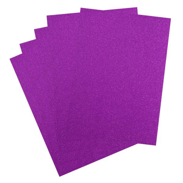  Florence - Glitzerpapier 5 Bogen A4 - Lila - Selbstklebendes Glitzerpapier 