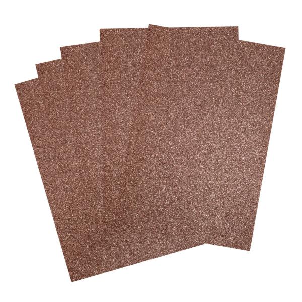  Florence - Glitzerpapier 5 Bogen A4 - Braun - Selbstklebendes Glitzerpapier 