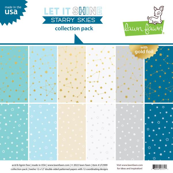 Lawn Fawn 12x12 " Let It Shine Starry Skies " Collection Pack