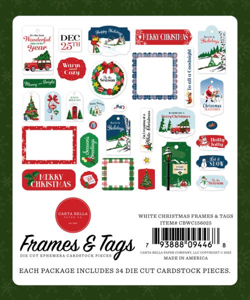 Carta Bella - Ephemera Frames & Tags - "White Christmas" - Stanzteile & Anhänger 