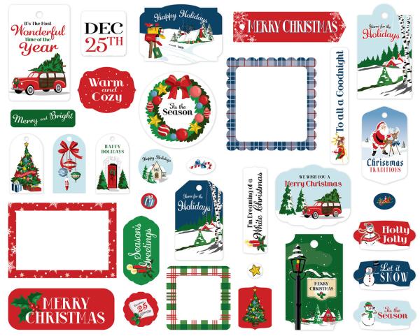 Carta Bella - Ephemera Frames & Tags - "White Christmas" - Stanzteile & Anhänger 