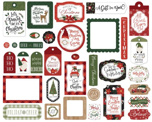 Echo Park -   Ephemera Frames & Tags - "Gnome For Christmas" - Stanzteile & Anhänger 
