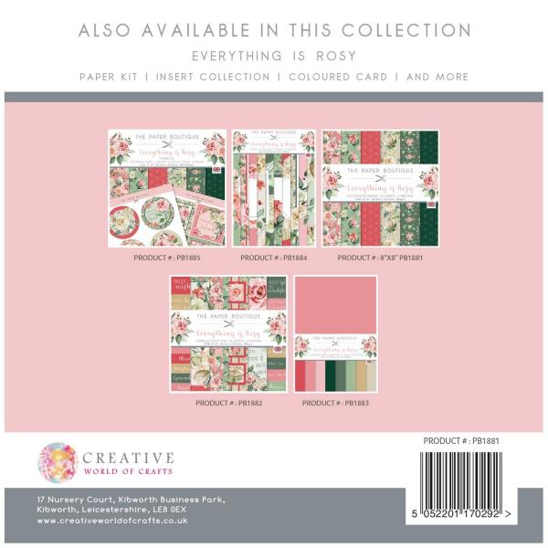 The Paper Boutique - Decorative Paper - Everything Is Rosy - 8x8 Inch - Paper Pad - Designpapier