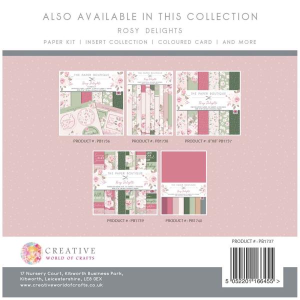 The Paper Boutique - Decorative Paper - Rosy delights  - 8x8 Inch - Paper Pad - Designpapier
