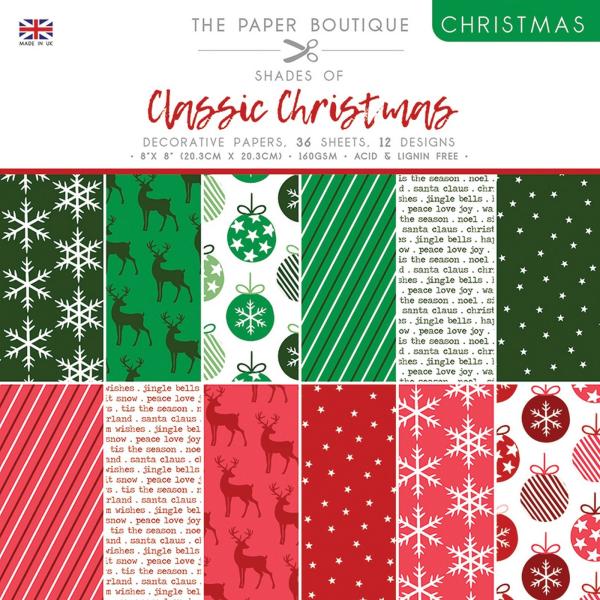 The Paper Boutique - Decorative Paper - Shades of classic Christmas - 8x8 Inch - Paper Pad - Designpapier