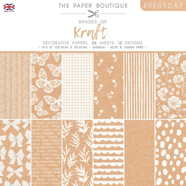 The Paper Boutique - Decorative Paper - Everyday shades of Kraft  - 8x8 Inch - Paper Pad - Designpapier
