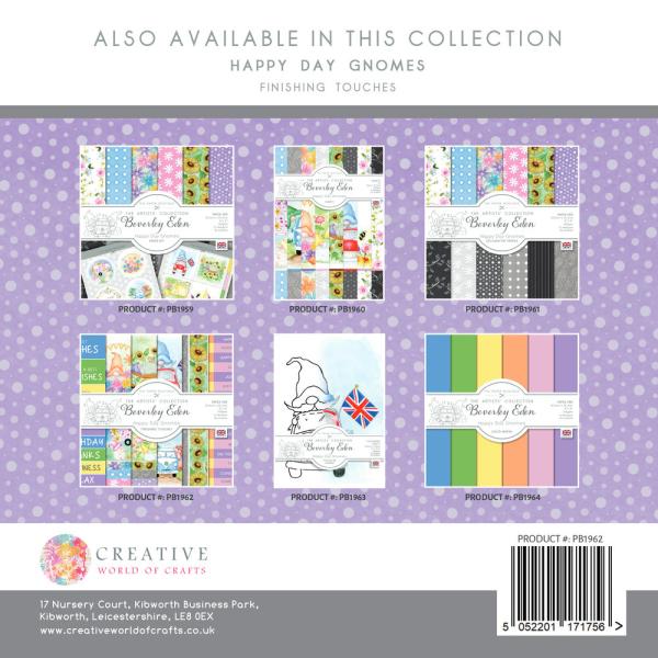 The Paper Boutique - Decorative Paper - Happy Day Gnomes  - 8x8 Inch - Paper Pad - Designpapier