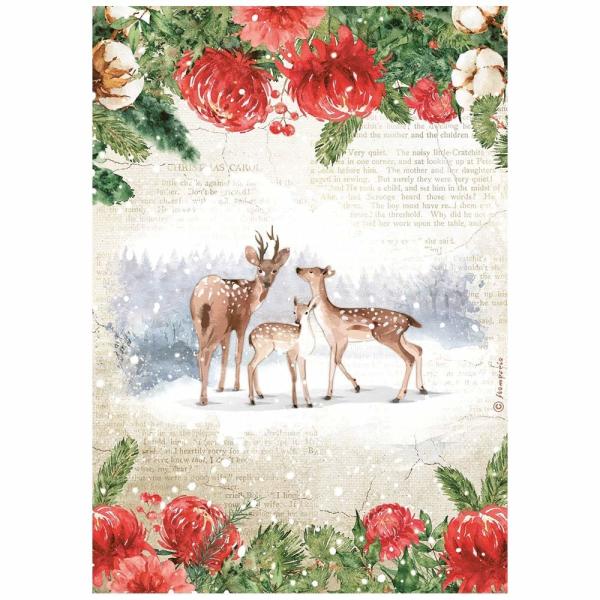 Stamperia "Romantic Home for the Holidays Deers " A4 Decoupage / Decopatch Papier 