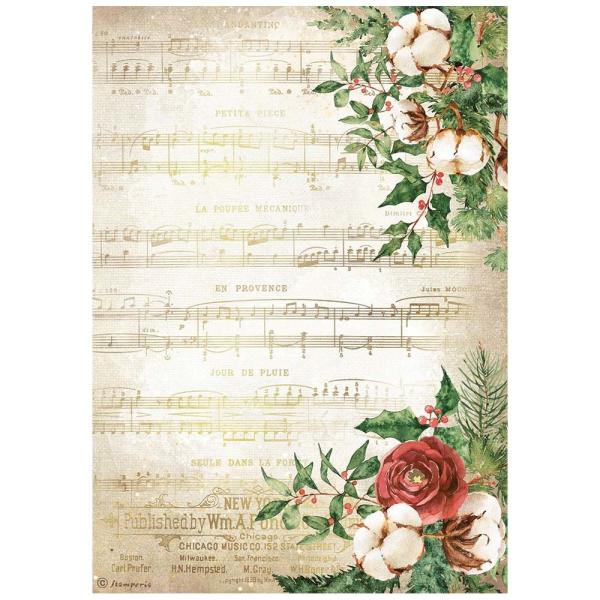 Stamperia "Romantic Home for the Holidays Music " A4 Decoupage / Decopatch Papier 