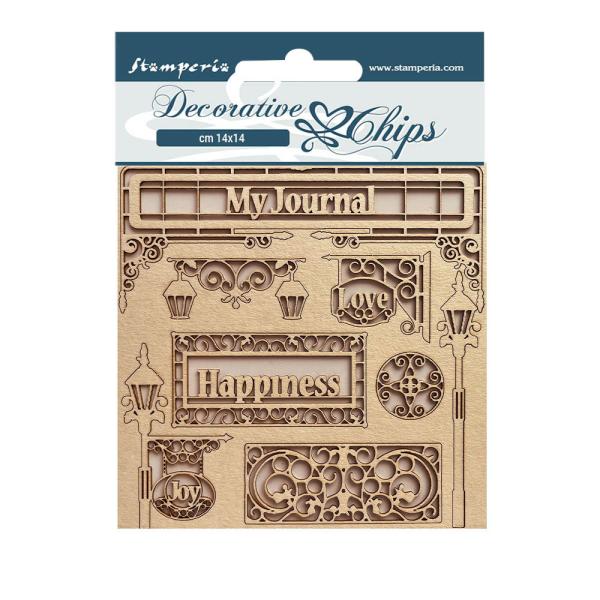 Stamperia " Sweet Winter My Journal" Decorative Chips - Holzmotive