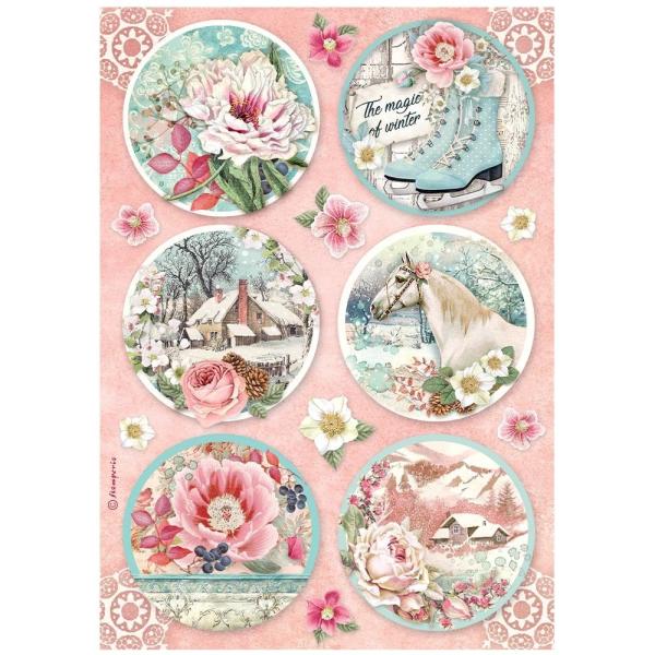 Stamperia "Sweet Winter Rounds " A4 Decoupage / Decopatch Papier 
