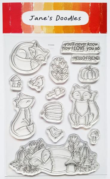 Janes Doodles " Sleepy Fox" Clear Stamp - Stempelset