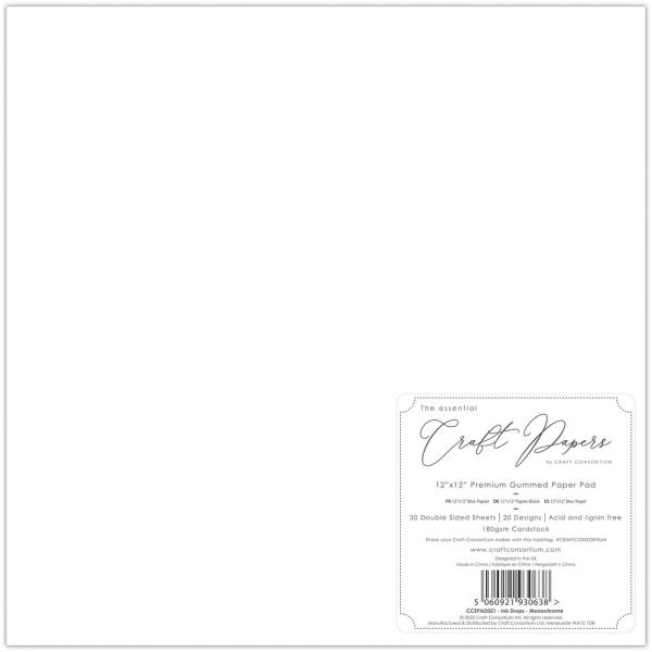 Craft Consortium - Paper Pad 12x12 Inch - In Drops Monochrome  - Papierblock