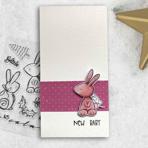 Polkadoodles  -Stempel - " All is Calm Winter Rabbits  " - Clear Stamp-Set