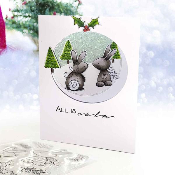 Polkadoodles  -Stempel - " All is Calm Winter Rabbits  " - Clear Stamp-Set