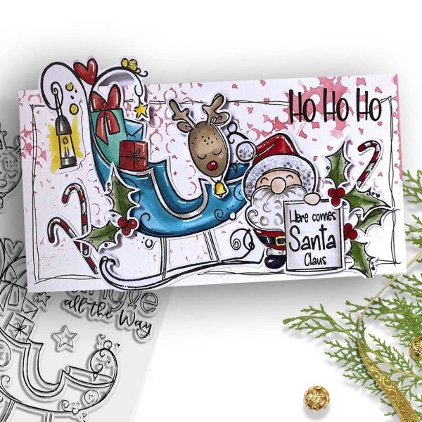 Polkadoodles  -Stempel - " Jingle All the Way  " - Clear Stamp-Set