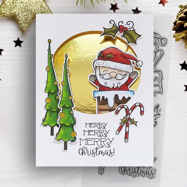 Polkadoodles -Stempel - " Merry Santa " - Clear Stamp-Set