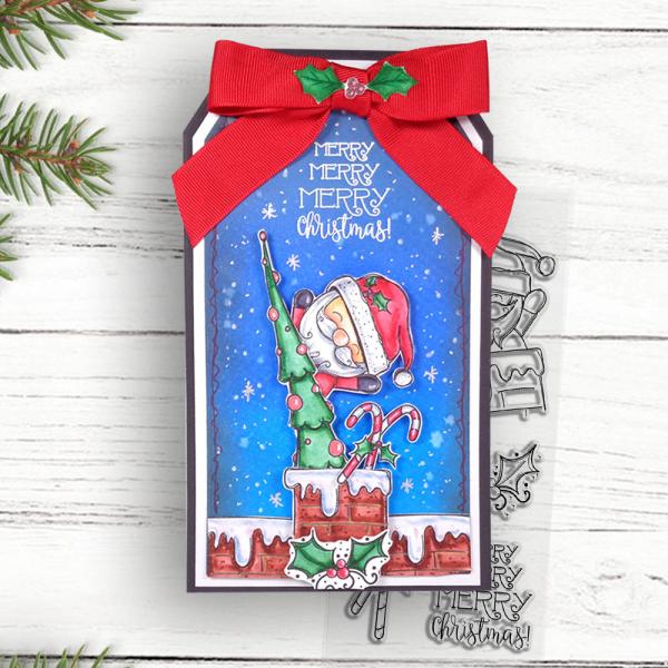Polkadoodles -Stempel - " Merry Santa " - Clear Stamp-Set