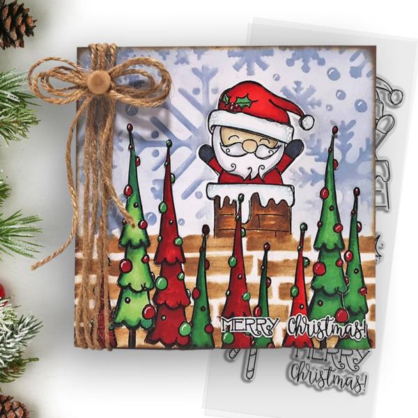 Polkadoodles -Stempel - " Merry Santa " - Clear Stamp-Set
