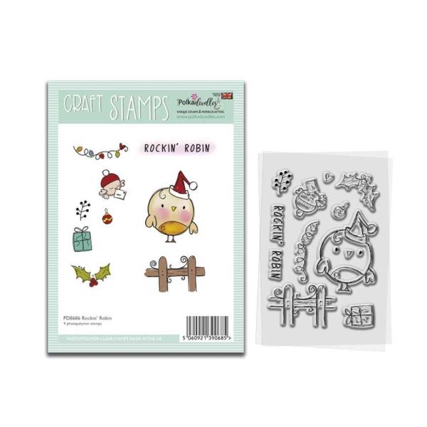 Polkadoodles  -Stempel - " Rockin Robin  " - Clear Stamp-Set
