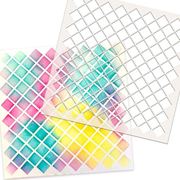 Polkadoodles  -Stencil - " Square Trellis  " - Schablone 