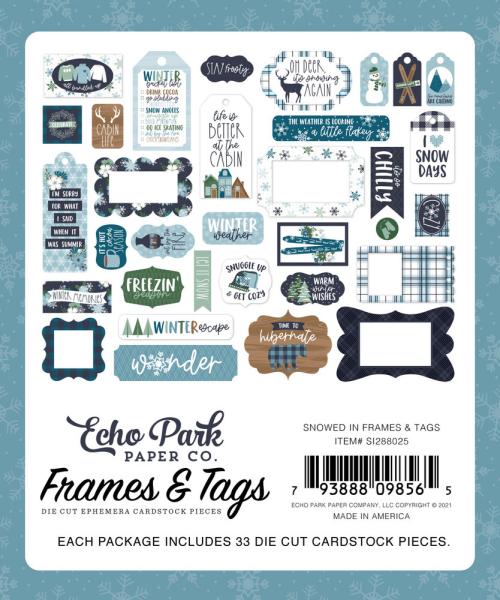 Echo Park -   Ephemera Frames & Tags - "Snowed In" - Stanzteile & Anhänger 