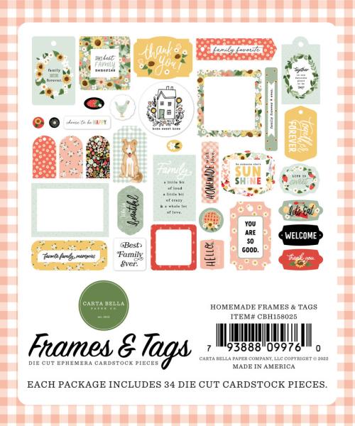 Carta Bella - Ephemera Frames & Tags - "Homemade" - Stanzteile & Anhänger 