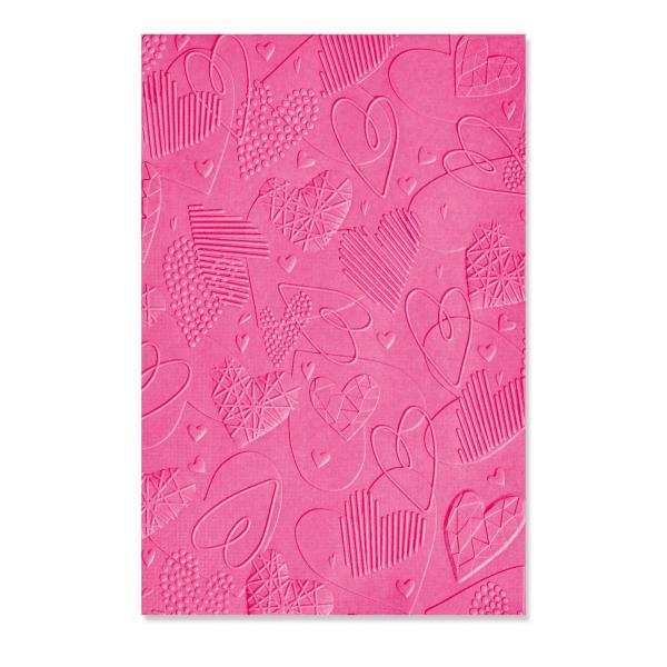 Sizzix 3D Embossing Folder Mark Making Hearts - 3D Prägefolder