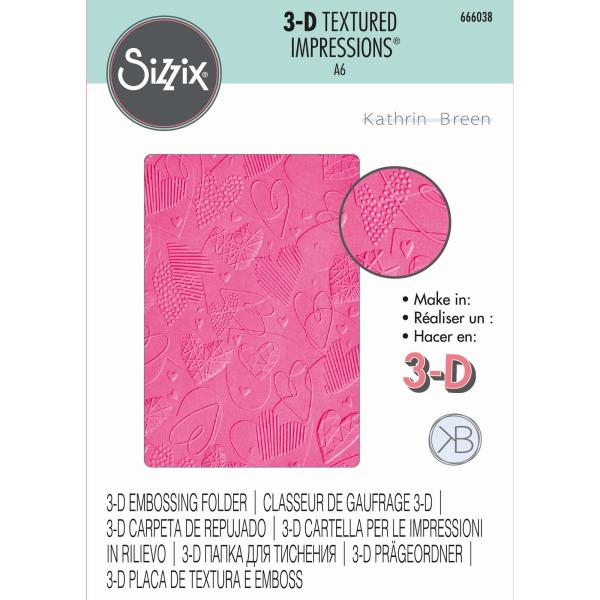Sizzix 3D Embossing Folder Mark Making Hearts - 3D Prägefolder
