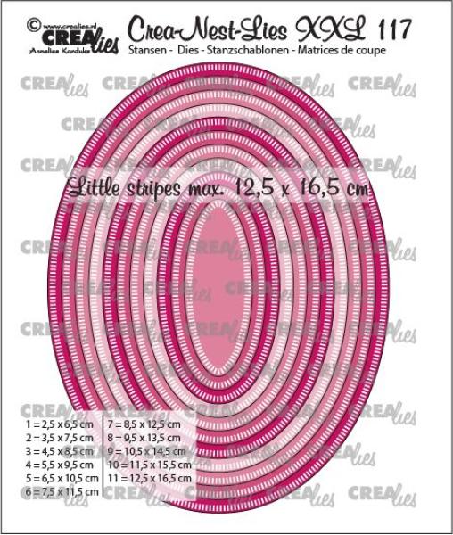 Crealies - Craft Die - Crea-Nest-Lies XXL Ovals with little stripes - Stanzschablone 