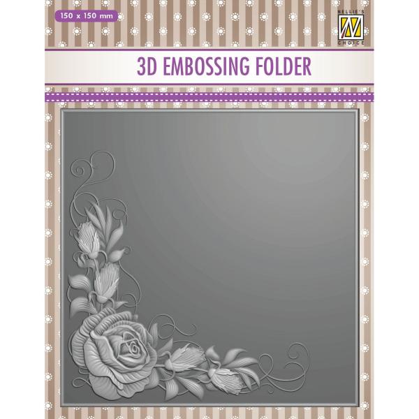 Nellie's Choice - 3D Embossing Folder - "  Rose Corner " - Prägefolder