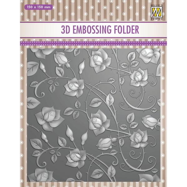 Nellie's Choice - 3D Embossing Folder - "  Roses " - Prägefolder