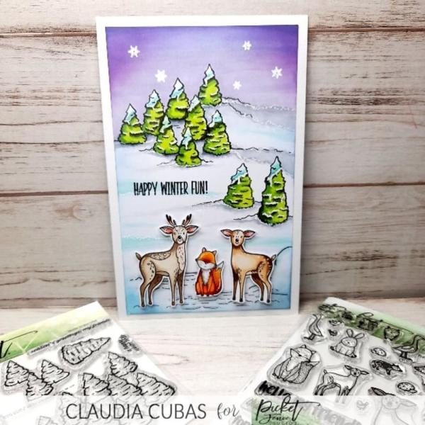 Picket Fence Studios - Clear Stamp - "Winter Wonderland Trees" Stempel 